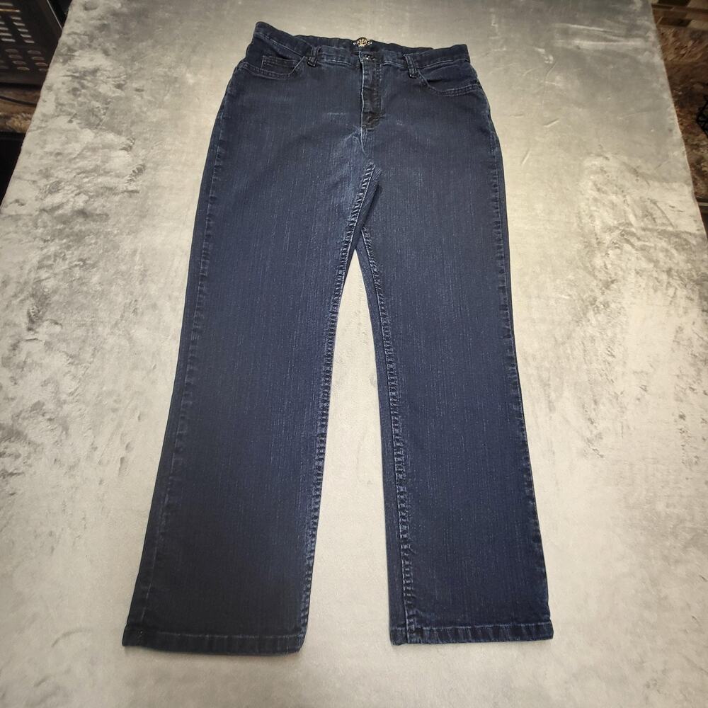 Riders By Lee Straight Jeans Womens 14P Blue Dark Wash Classic Stretch Denim